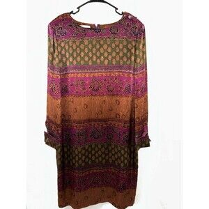 maggy london dress size 14, 100% Silk, Length 40” Long Sleeve Shoulder Pads